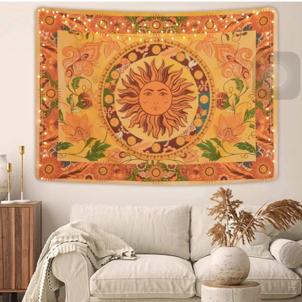 Hippie Vintage Sun Floral Bohemian Retro Pattern Tapestry for Wall/Bedspread - Picture 2 of 6